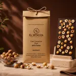 Dark Roasted Hazelnut Crunch 60% cacao dark chocolate bar and pouch from El Mitacoa